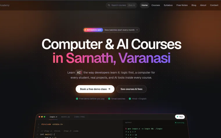 AI Developers Academy — Institute Website + Local SEO designed and developed by Dev Team Agency