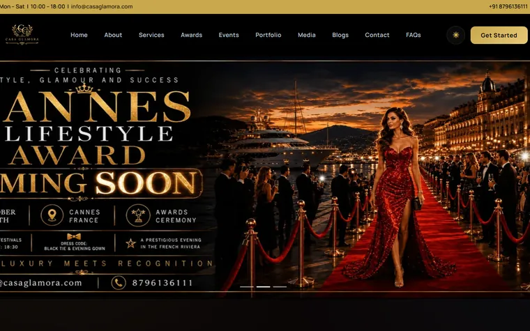 Casa Glamora — Luxury Awards Website designed and developed by Dev Team Agency